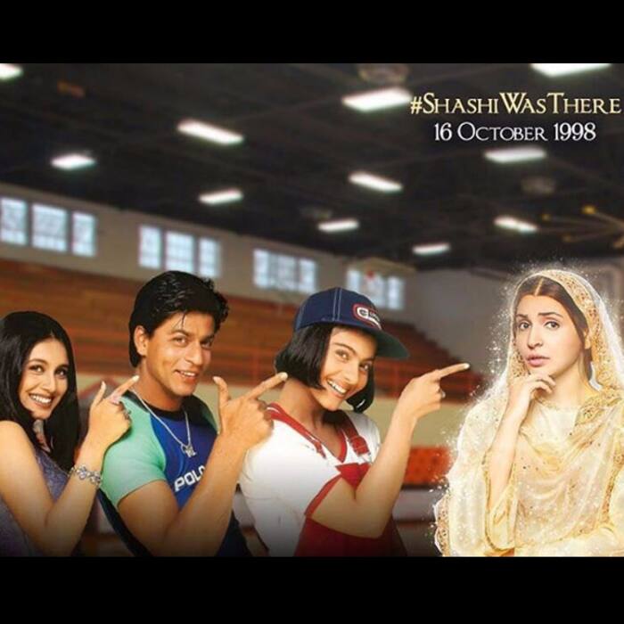 Anushka Sharma with Kajol, Rani Mukherji and Shah Rukh Khan in Kuch Kuch Hota Hai