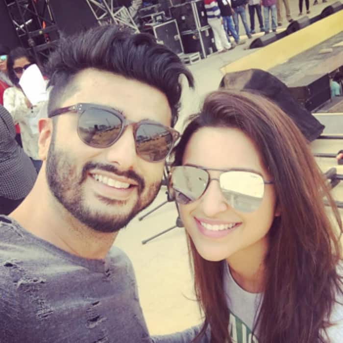 Arjun Kapoor poses with Parineeti Chopra
