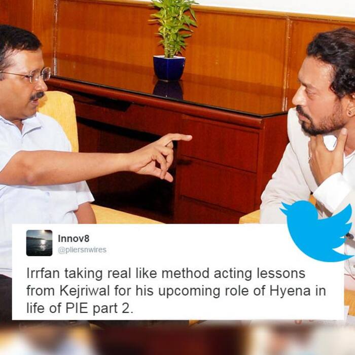 Arvind Kejriwal and Irrfan Khan clicked during ‘Madaari’ promotions