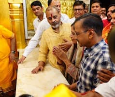 Arvind Kejriwal Prays At Hanuman Mandir With Wife On First Day Of Interim Bail - In PICS