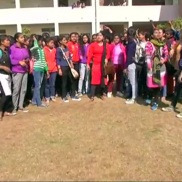 Bharti College students protests against harassment of student by professor