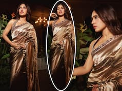 Bhumi Pednekar Serves Bronze-Gold Opulence in Manish Malhotra Tissue Silk Saree - PHOTOS