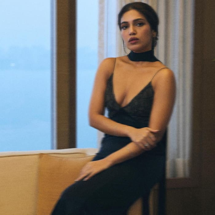 Bhumi Pednekar Looks Hot in Black Slip Dress