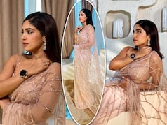 Bhumi Pednekar Looks Effortlessly Stunning in Baby Pink Nude Sequin Saree- See Blingy Pics