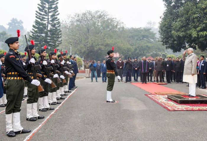 Bihar CM hoists flag at his Patna residence