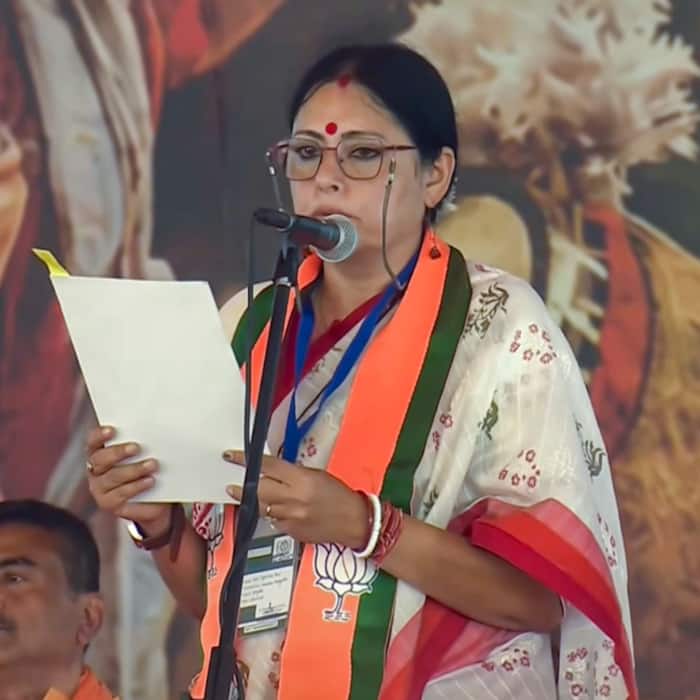 BJP MLA Agnimitra Paul takes the oath as a West Bengal cabinet minister
