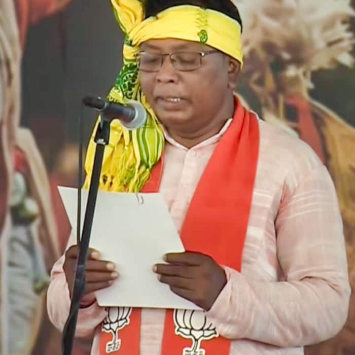 BJP MLA Kshudiram Tudu takes the oath as a West Bengal cabinet minister