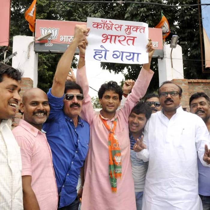BJP supporters celebrate party’s victory in state elections