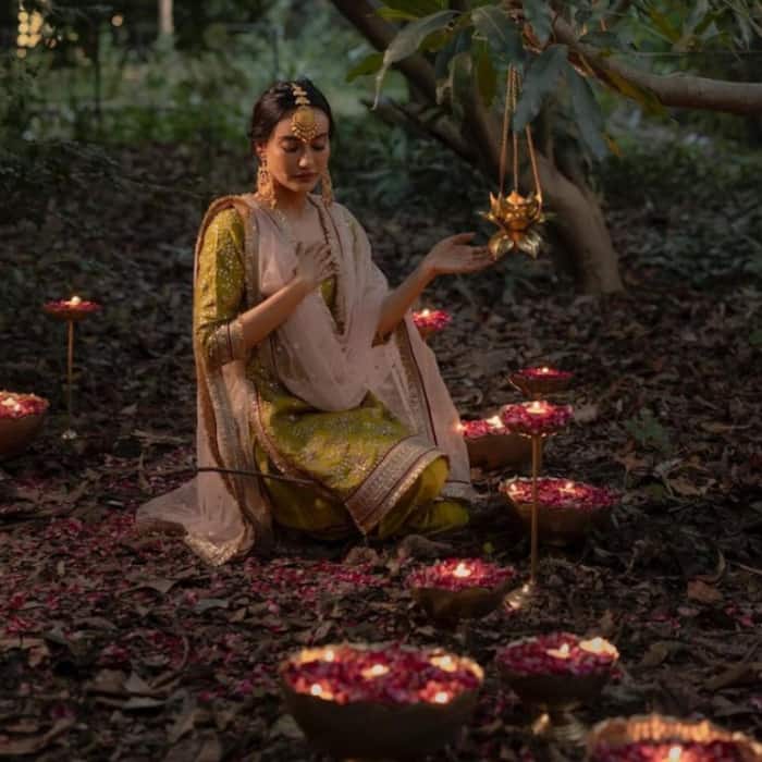 Bride to be Surbhi Jyoti posed under the canopy of nature