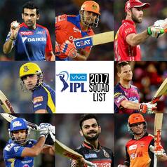 Vivo IPL 2017: List of players in 8 team squads for season 10 of Indian Premier League!