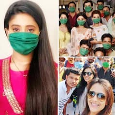 Coronavirus Pandemic: Shivangi Joshi And Mohsin Khan Arrive at 'Ye Rishta Kya Kehlata Hai' Set in Mask Raising Awareness, See Pictures