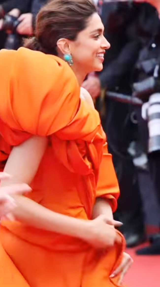 deepika padukone cannes orange dress Deepika Padukone's Cannes Film Festival Looks & Fashion [PHOTOS]