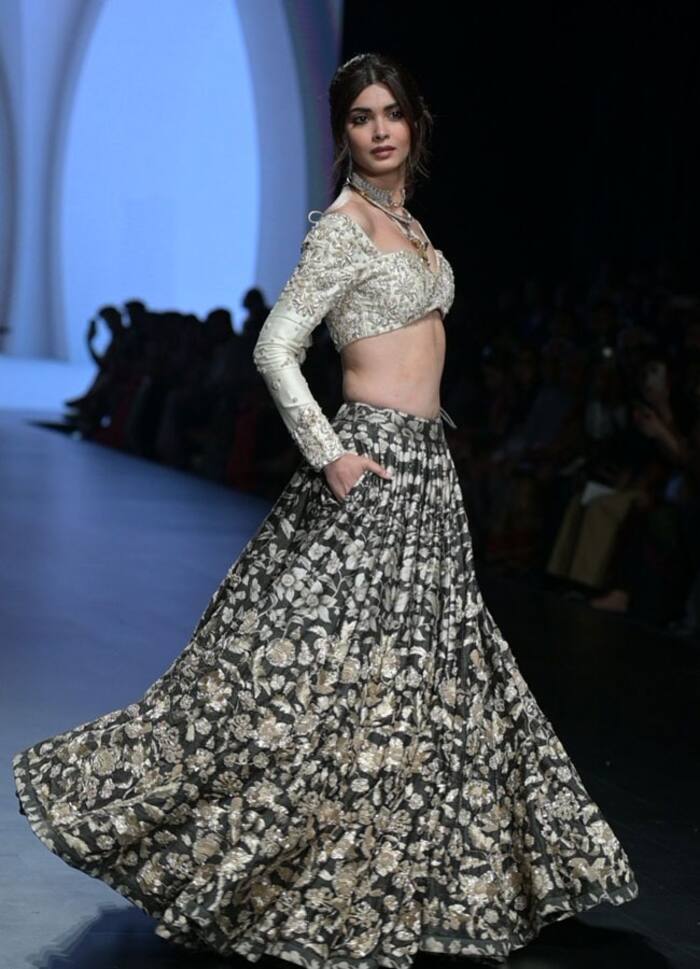 Diana Penty in our Champagne & Red Blossom Lehenga Set