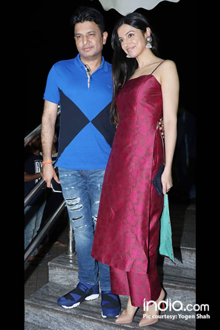 Divya Khosla Kumar with husband Bhushan Kumar at Mubarakan screening