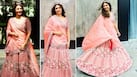 Divyanka Tripathi Dahiya is Resplendent in Peach And Pink Heavily Embroidered Lehenga