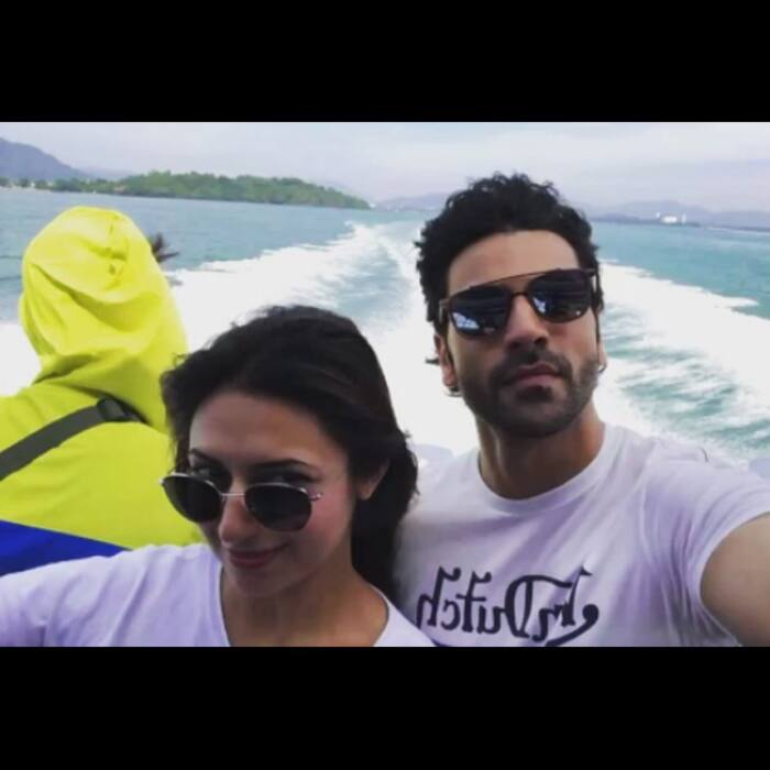 Divyanka Tripathi with husband Vivek Dahiya on ferry in Phuket