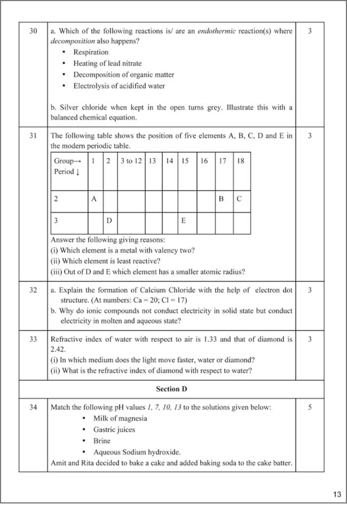 class 10 science board exam weightage