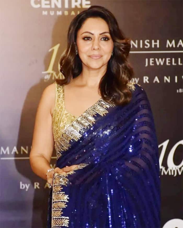 Gauri Khan Look Hot Blue Saree Photos