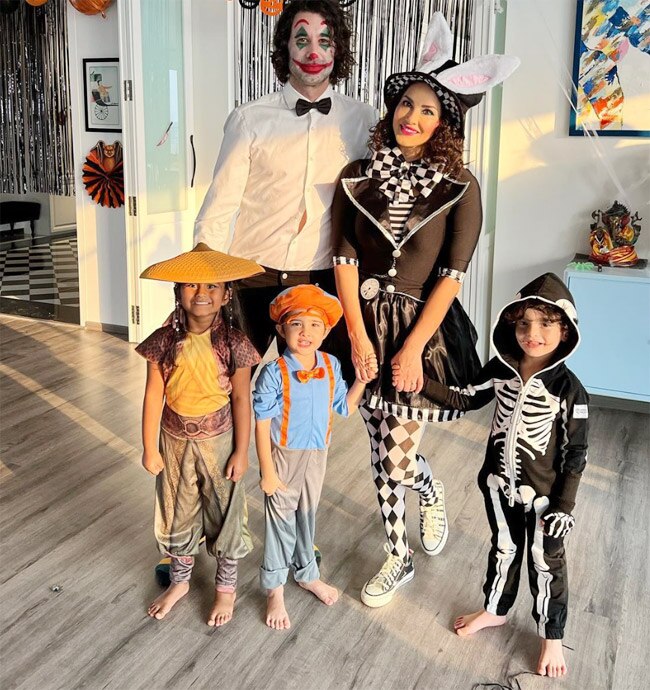 Sunny Leone as Mad Hatter, and Daniel er as Joker on Halloween 2021