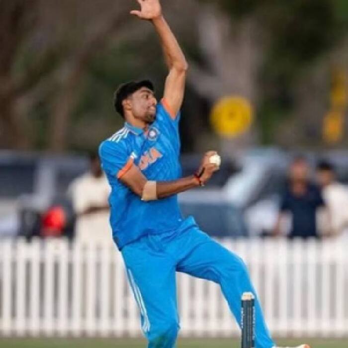 Henil Patel completed his five wicket haul after removing Sabrish Prasad