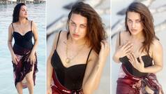 Himanshi Khurana in Black Swimsuit and Sarong Turns up The Heat in Maldives| See Her Bold Photos