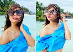 Hina Khan Looks Drop-Dead Gorgeous While She Strikes Pose Amidst Maldivian Blues