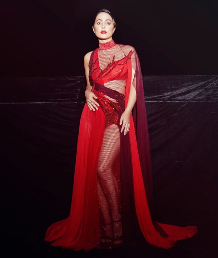 Hina Khan in hot red dress with too much sultriness