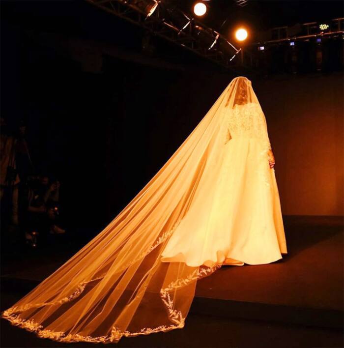 Hina Khan Looks Breathtaking in White Bridal Gown And Long Veil