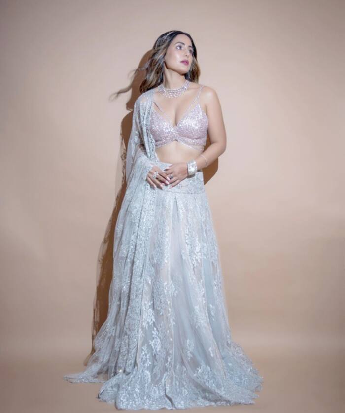 Hina Khan looks brightest in lace lehenga but that blouse is everything