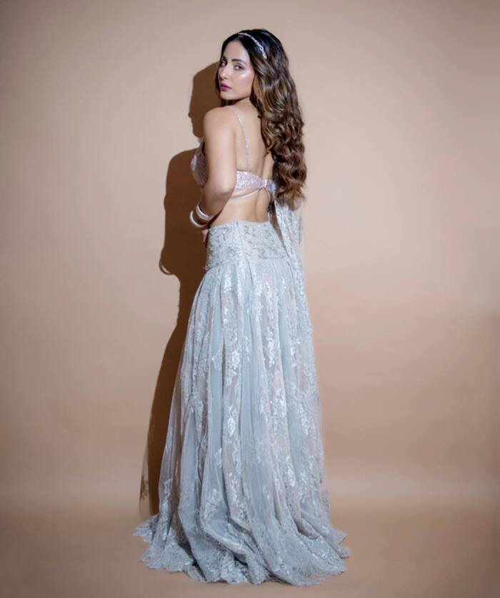 Hina Khan stuns in sequinned blouse with plunging neckline and fans go berserk