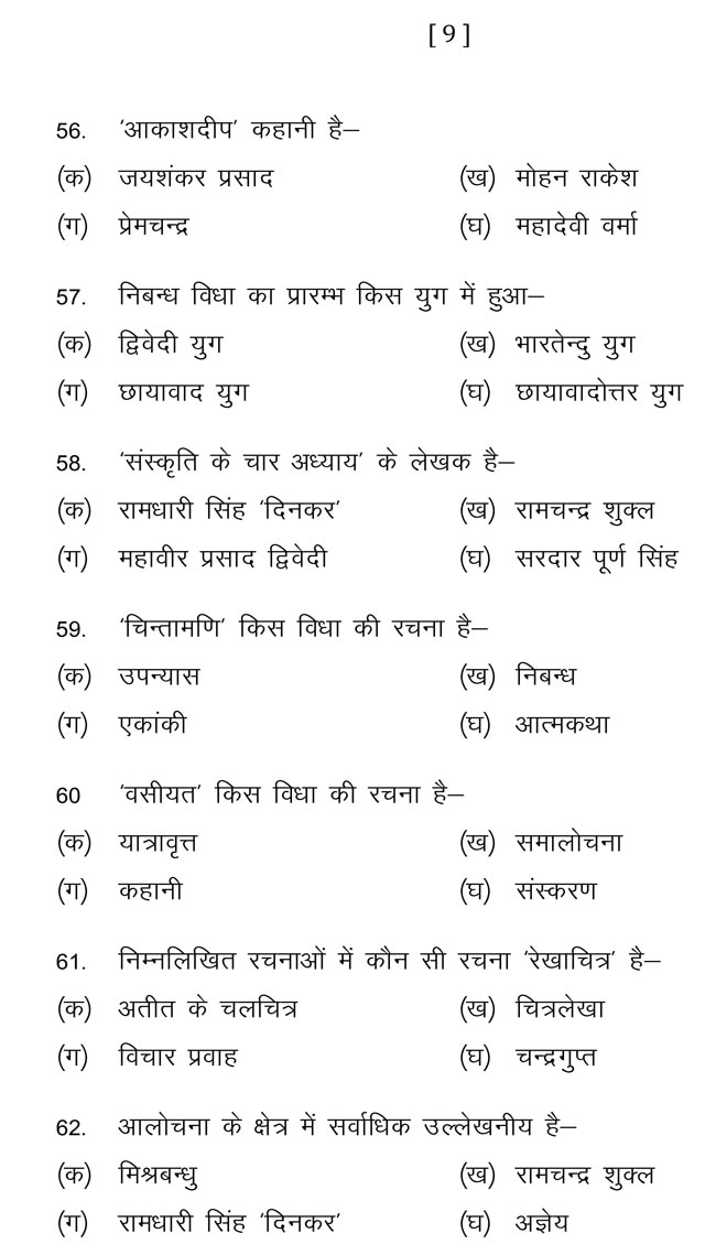 UP Board 12th Exam 2021 Hindi Sample Paper Download PDF