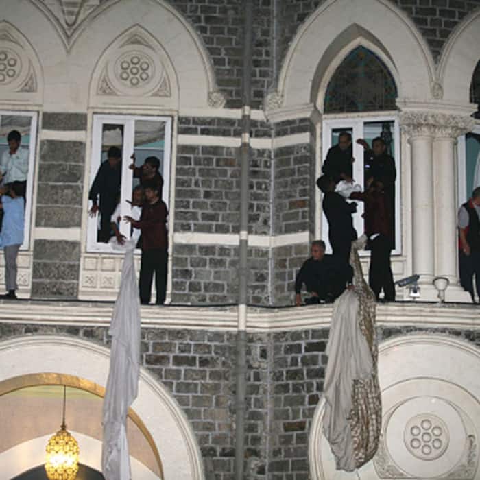 Hostages and guests rescued out of Hotel Taj Palace hotel during Mumbai terror attacks