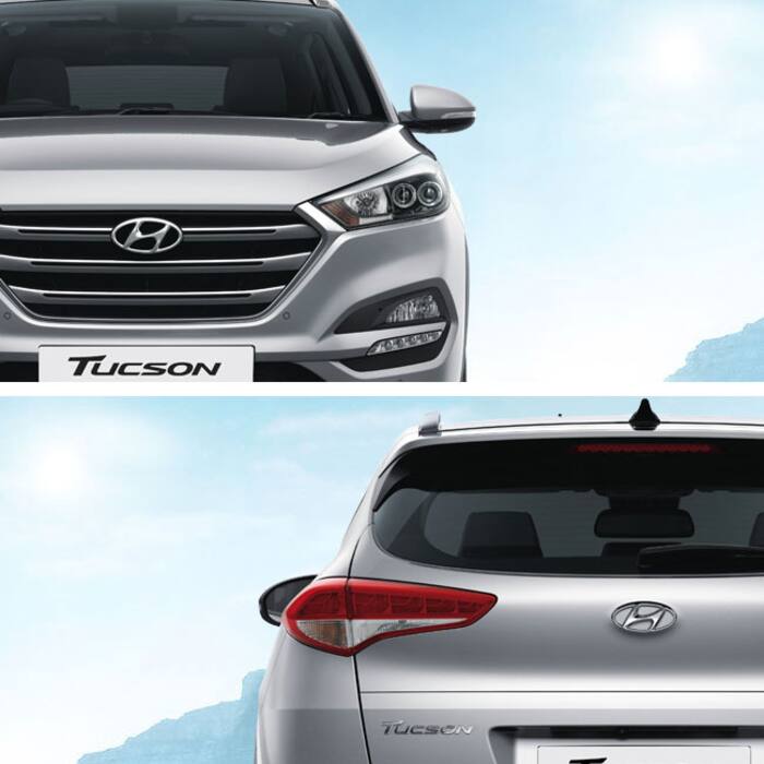 Hyundai Tucson  comes with Sanata Fe like front pattern with Hyundai signature hexagonal chrome grille