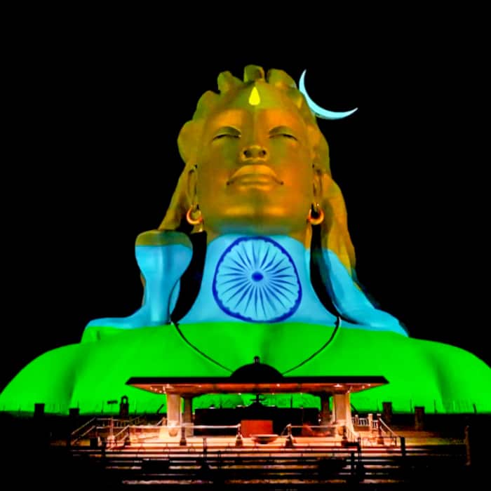 Illuminated Adiyogi statue