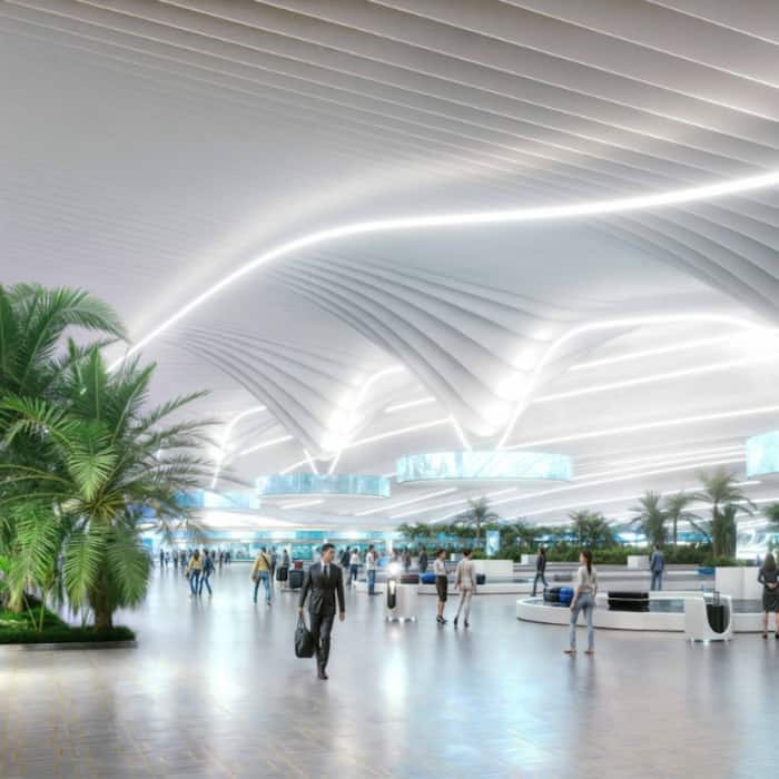 Imagined look of new terminal at Dubais Al Maktoum Airport