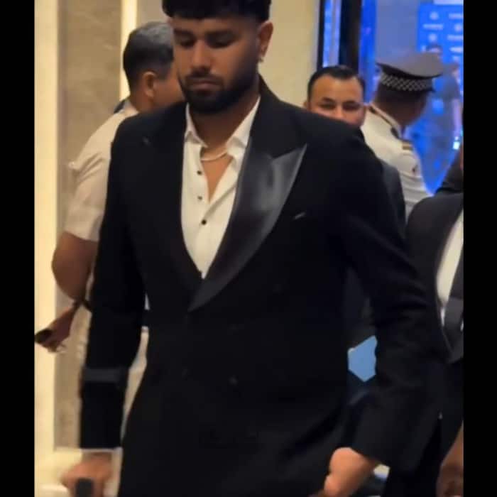Injured Harshit Rana was seen walking with a stick