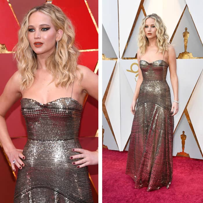 Jennifer Lawrence in Dior at red carpet of Oscar Awards 2018