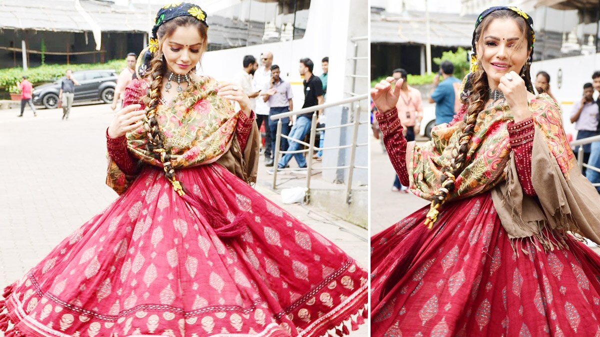 Rubina Dilaik Slays Pahadi Look in Anarkali Set Rubina Dilaik Slays Pahadi Look in Anarkali Set