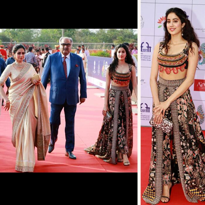 Jhanvi Kapoor with mother Sridevi Kapoor and father Boney Kapoor at IFFI 2017