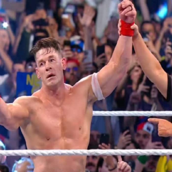 John Cena secured victory with an Attitude Adjustment