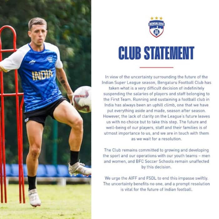 JSW have suspended the salary of Bengluru FC players and coaches