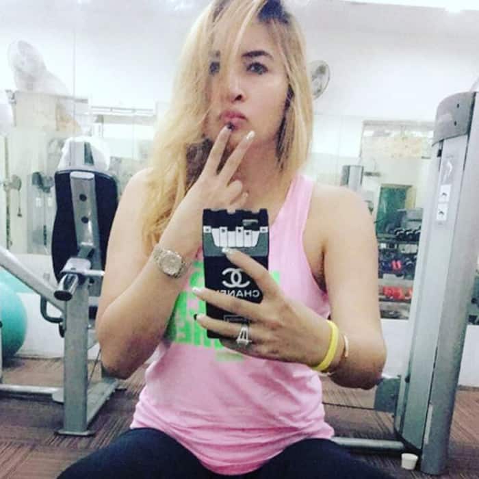 Jwala Gutta clicks a picture after her workout in gym