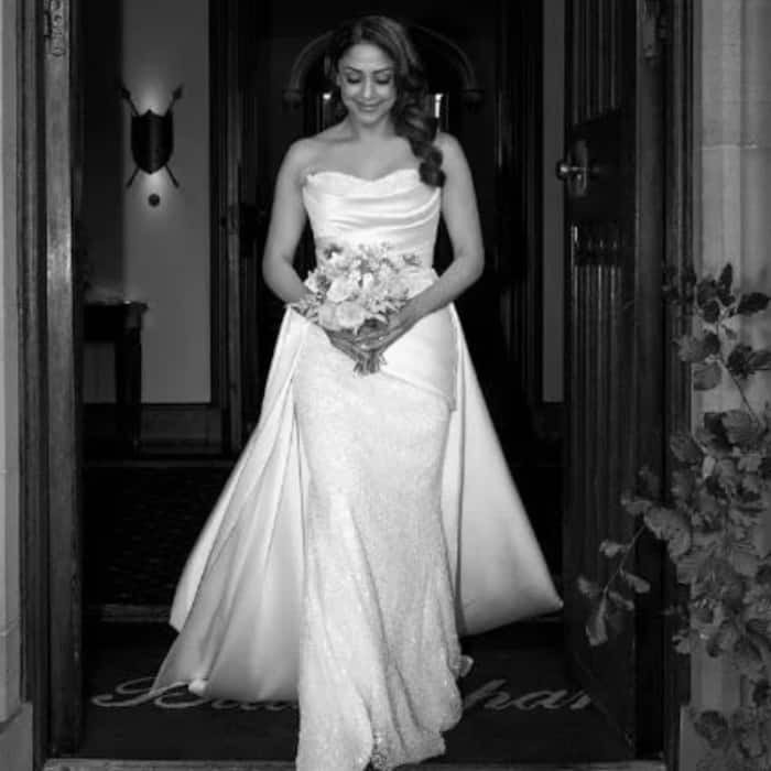 Jyotika stuns in a white bridal gown: The actress opted for an elegant white gown for the special occasion.