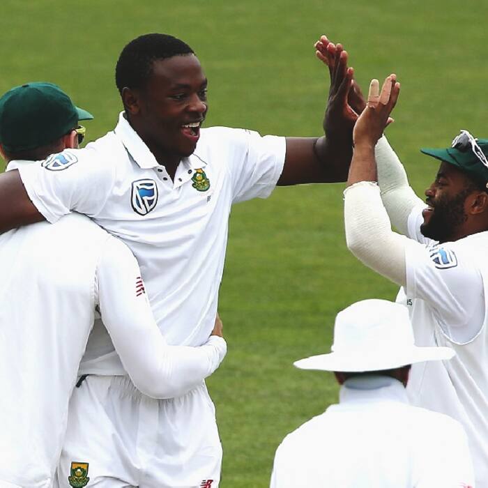 Kagiso Rabada celebrates fall of wicket during Australia vs South Africa 2nd test match