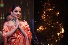 Kangana Ranaut in Red Traditional Banarasi Silk Saree Performs Ravan Dahan on Vijayadashami, See Pics From Ramlila Maidan Delhi
