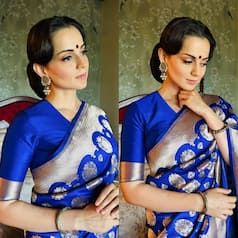Saree Not Sorry! Kangana Ranaut in Banarasi Saree Silk Number Exudes Retro-Magic, See Stunning PICS