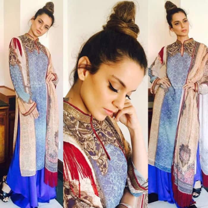 Kangana Ranaut in Tarun Tahiliani outfit for Simran promotions in Ahmedabad