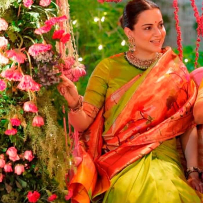 Kangana Ranaut-inspired lime green saree for Teej celebration