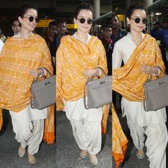 Kangana Ranaut Keeps it Simple Yet Stylish in an Off-White Salwar Suit And Saffron Dupatta; See Latest Pics