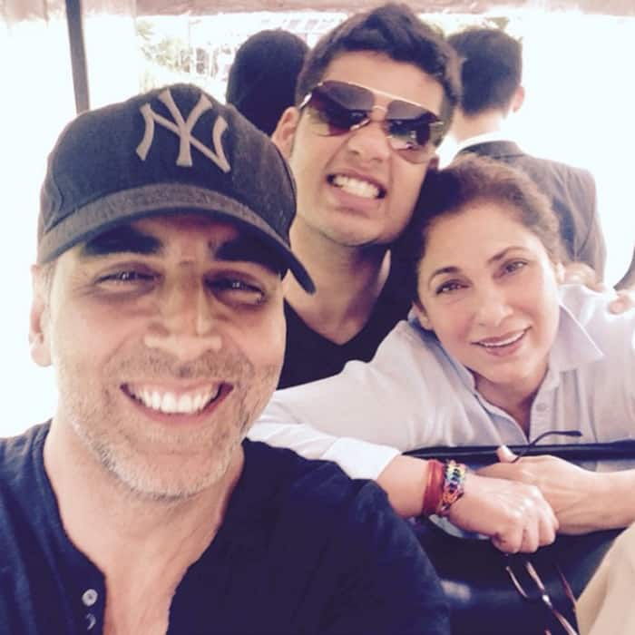 Karan Kapadia with aunt Dimple Kapadia and brother-in-law Akshay Kumar
